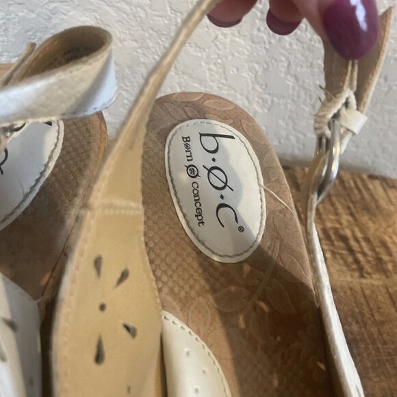 Born B.O.C ANDAYA White Leather Slingback Wedges Sandals C68001 Women 10/42M - Picture 7 of 11